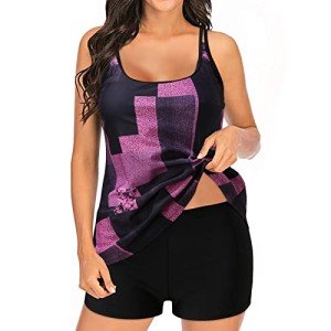 Floral Women's Tankini Swimsuit with Modest Shorts