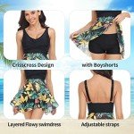 Layered Flounce Tummy Control Tankini Set for Women