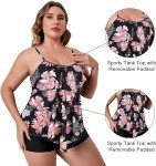 Plus Size Tummy Control Tankini Swimsuit - Leopard