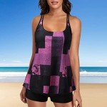 Floral Women's Tankini Swimsuit with Modest Shorts