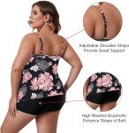 Plus Size Tummy Control Tankini Swimsuit - Leopard