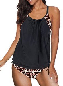 Rekita Women's Color Block Tankini Swim Set