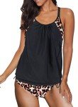 Rekita Women's Color Block Tankini Swim Set