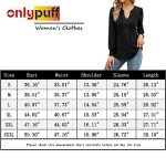 onlypuff Women's Puff Long Sleeve Tops V Neck Pleated Shirts Fashion Blouses Dressy Casual