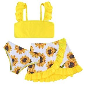 Yellow Sunflower Tankini Set for Girls