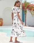 Floral V-Neck Maxi Dress with Pockets for Women