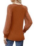 Women Tops Fall Long Sleeve Shirts 2024 Trendy Clothing Cute Tunic Tops Sweater Tshirts for Womens Blouse Caramel M
