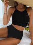 Vozobi Women's High Neck Bikini Set - Black