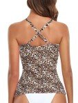 Leopard V Neck Ruched Tankini Top - Size L