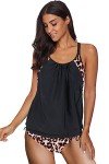 Rekita Women's Color Block Tankini Swim Set