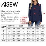 AISEW Womens Casual Button Down Shirts V Neck Chiffon Long Sleeve Collared Office Work Blouses Tops with Pocket (White, Medium)
