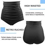 High Waisted Retro Ruched Bikini Bottoms - Black