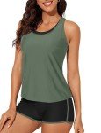 Bsubseach Women's Colorblock Racerback Tankini Set