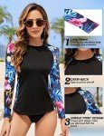 Floral Long Sleeve Rash Guard Swimsuit for Women