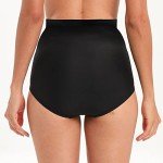 High Waisted Retro Ruched Bikini Bottoms - Black