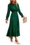 Dark Green Midi Dress with Long Sleeves
