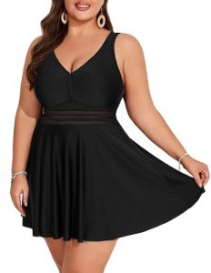 Hanna Nikole Plus Size Black Tankini Set