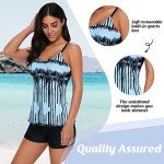 Plus Size Tummy Control Tankini - Blue & White