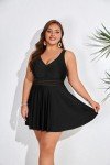 Hanna Nikole Plus Size Black Tankini Set