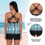 Plus Size Tummy Control Tankini - Blue & White