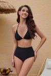 High Waist Retro Black Bikini Swim Bottoms