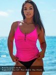 Relleciga Women's Neon Rose V Neck Tankini Top