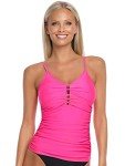 Relleciga Women's Neon Rose V Neck Tankini Top