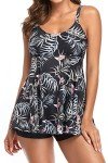 Black Leaf Women's Tankini Swimwear Set XL