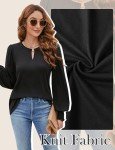Blooming Jelly Women's Puff Sleeve Dressy Tops Keyhole Work Shirts Business Fall Outfits 2024 (Medium, Black)
