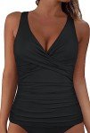 Hilor Women's V-Neck Underwire Tankini Swim Top