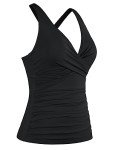 Hilor Women's V-Neck Underwire Tankini Swim Top