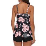 Pink Floral Two-Piece Modest Tankini Set for Women