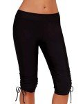 Women's Mid-Waisted Black Boardshorts Swim Capris 2XL