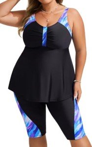 Hanna Nikole Plus Size Athletic Tankini Swimsuit