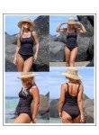 Vintage Ribbed Square Neck Tankini Swimsuit Set