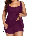 Aqua Eve Plus Size Purple Tankini Swimdress Set