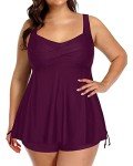 Aqua Eve Plus Size Purple Tankini Swimdress Set