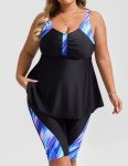 Hanna Nikole Plus Size Athletic Tankini Swimsuit