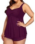 Aqua Eve Plus Size Purple Tankini Swimdress Set