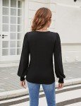 Blooming Jelly Women's Puff Sleeve Dressy Tops Keyhole Work Shirts Business Fall Outfits 2024 (Medium, Black)