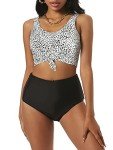 ZAFUL Women's Tropical Leaf Knotted Tankini Set
