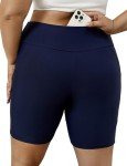 Navy Plus Size High Waisted Swim Shorts