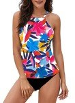 High Neck Tankini Two Piece Swimsuit for Women 2XL
