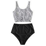 ZAFUL Women's Tropical Leaf Knotted Tankini Set