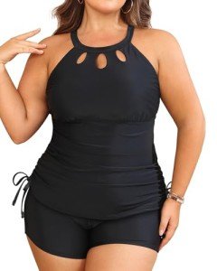 Aqua Eve Plus Size High Neck Tankini Set
