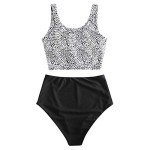 ZAFUL Women's Tropical Leaf Knotted Tankini Set