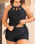 Aqua Eve Plus Size High Neck Tankini Set