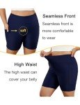 Navy Plus Size High Waisted Swim Shorts