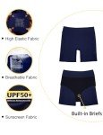 Navy Plus Size High Waisted Swim Shorts