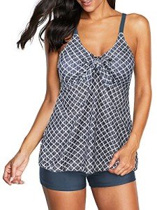 Century Star Women's Tummy Control Tankini - Gray 2XL